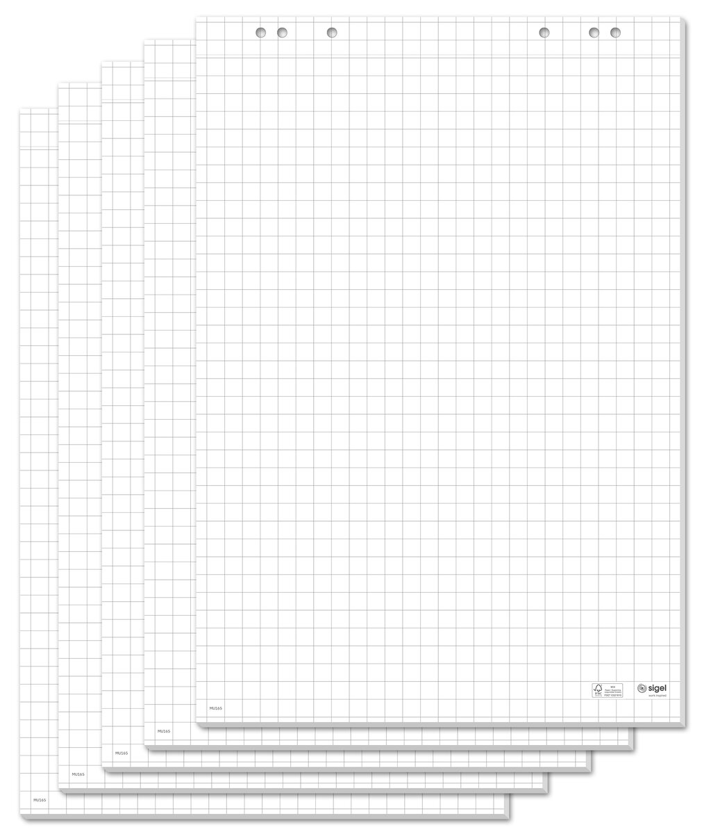 Five blocks of squared paper, perforated