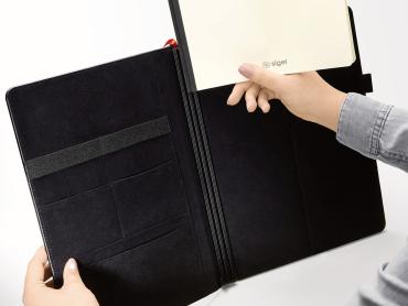 Hochwertiges Cover mit Metallschiene für Inlays