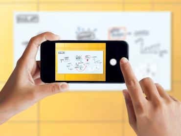 Abfotografieren der matten Glas-Whiteboards ohne Reflexion