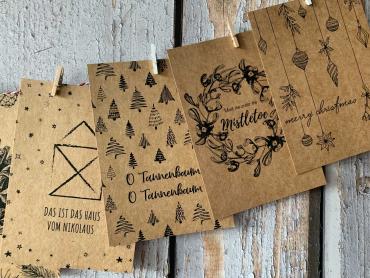Weihnachtspostkarten aus Kraftkarton von SIGEL
