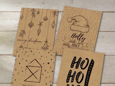 Weihnachtspostkarten aus Kraftkarton von SIGEL
