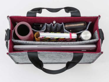 Desk Sharing Bag Bicolor in grau/dunkelrot