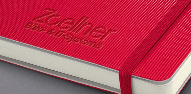 Blindprägung auf Notizbüchern und Kalender
