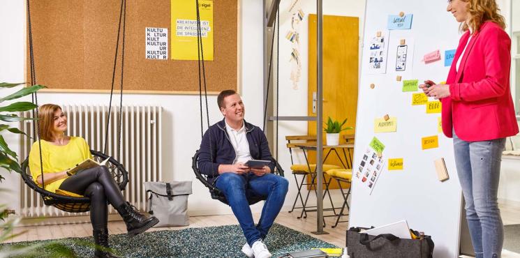 Meet up mit Whiteboard und Pinboard