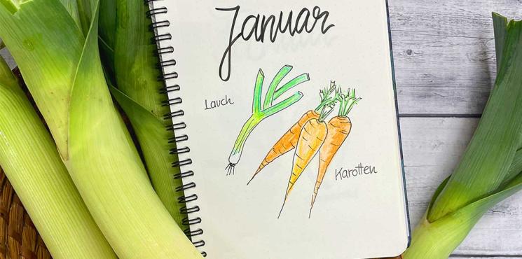 Notizbuch mit Aufschrift "Januar"