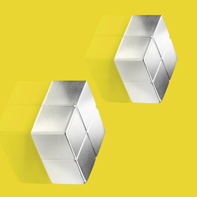 SuperDym magnets, cube, silver, 2 piece | SIGEL