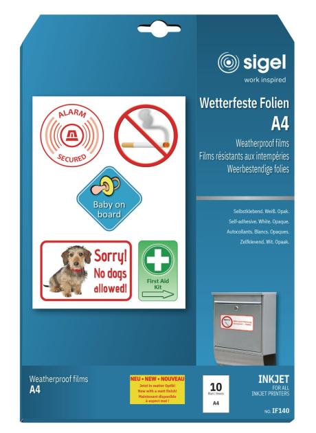 Inkjet transparencies for indoor use, A4, 10 piece | SIGEL