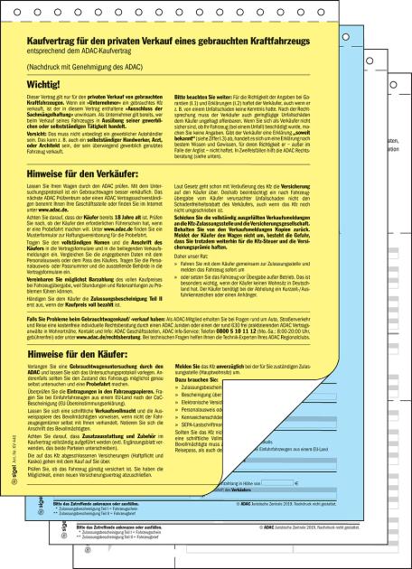 Kaufvertrag Fur Gebrauchtes Kfz Sigel