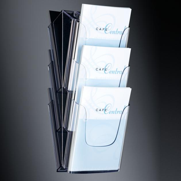 WallMounted Literature Holder Acrylic, with 3 compartments SIGEL