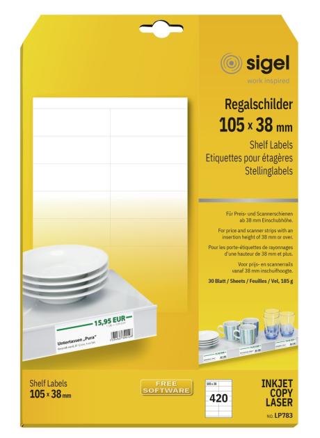 Shelf Labels, white, A4, 420 piece | SIGEL