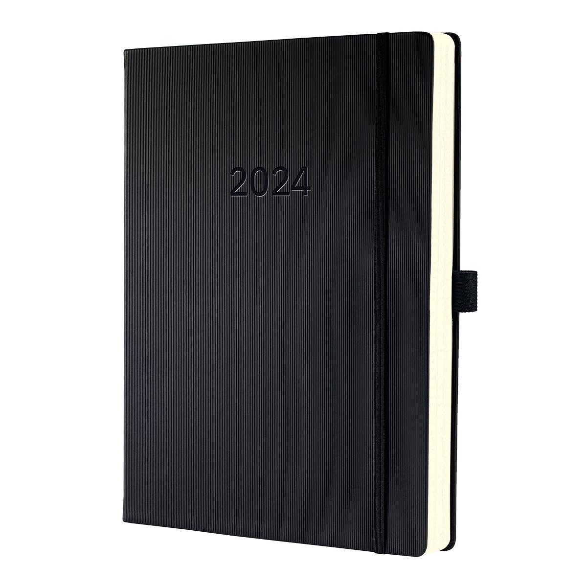 AGENDA CONCEPTUM JOURNALIER A5 NOIR HARDCOVER & ELASTIQUE *2024*