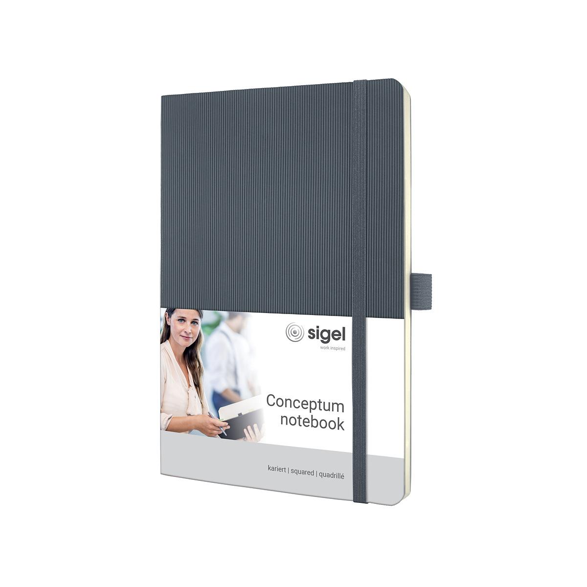 kariert 194 Seiten dark grey Softcover 135x210mm d.g A5 Notizbuch Conceptum ca 