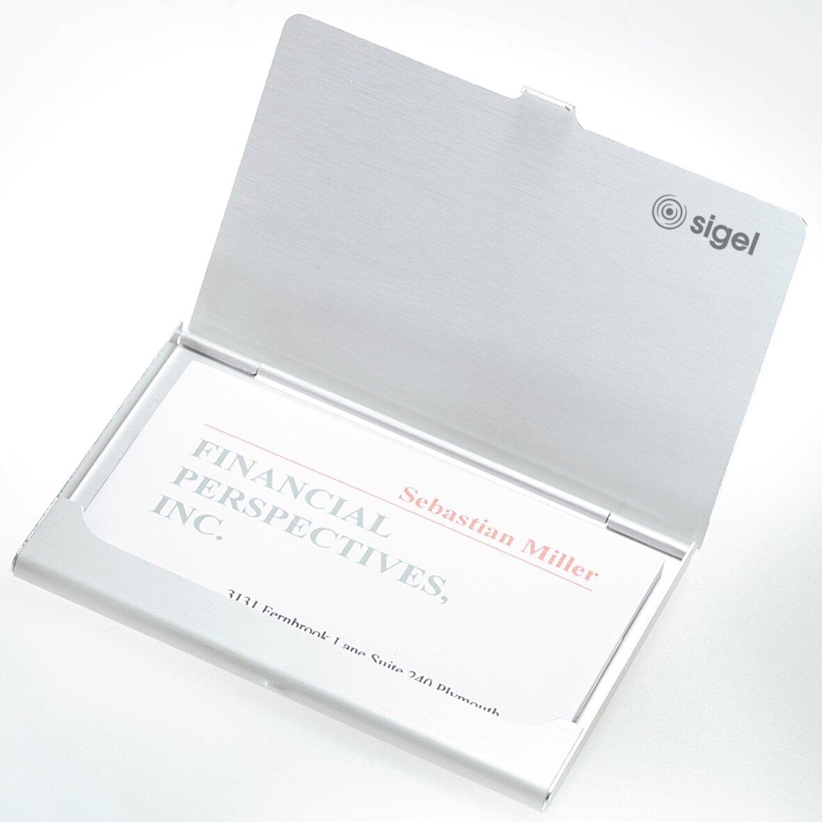 Business card case, max. 15 business cards, silver, 1 piece | SIGEL