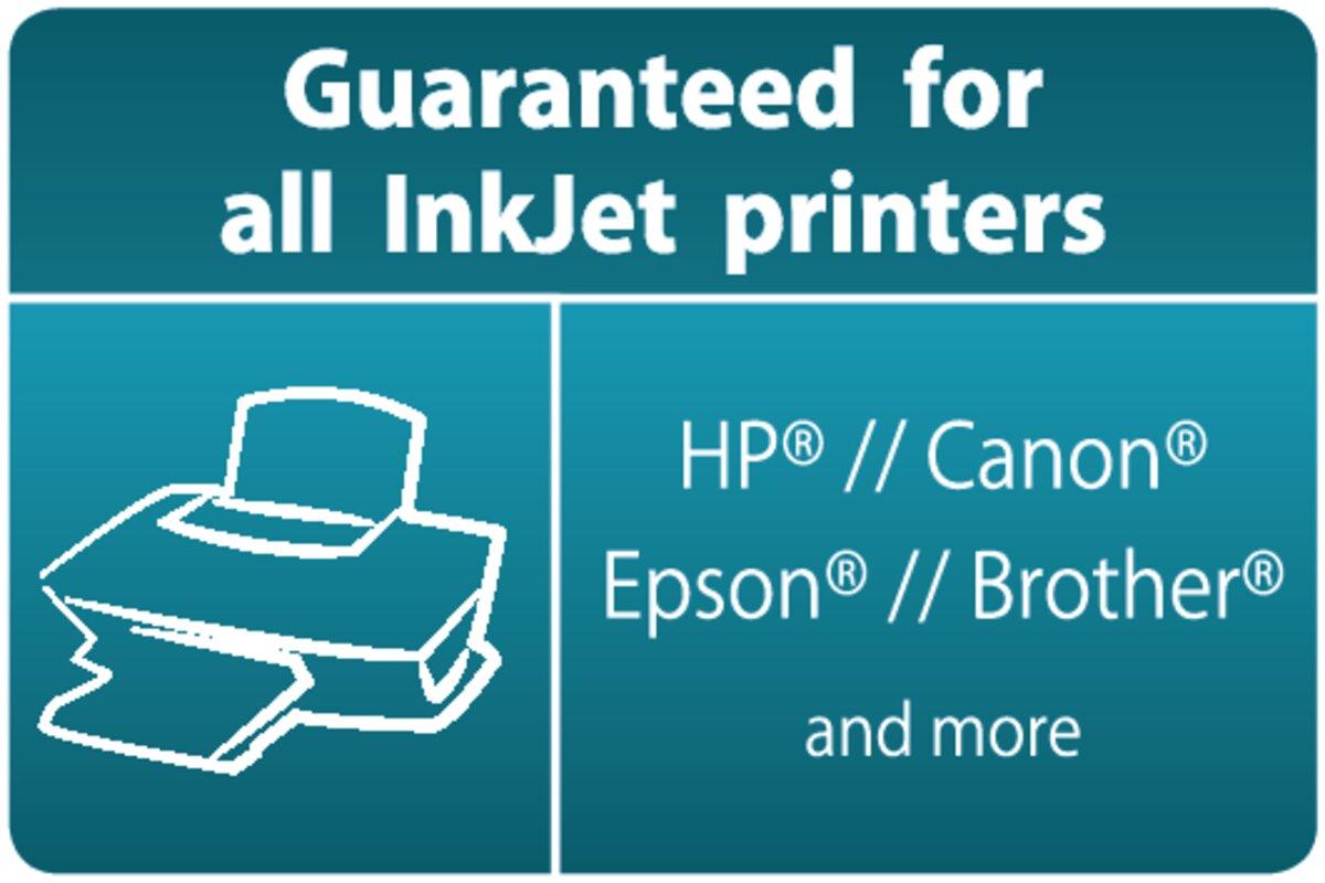 Compatible with all inkjet printers, including HP, Canon, Epson, Brother