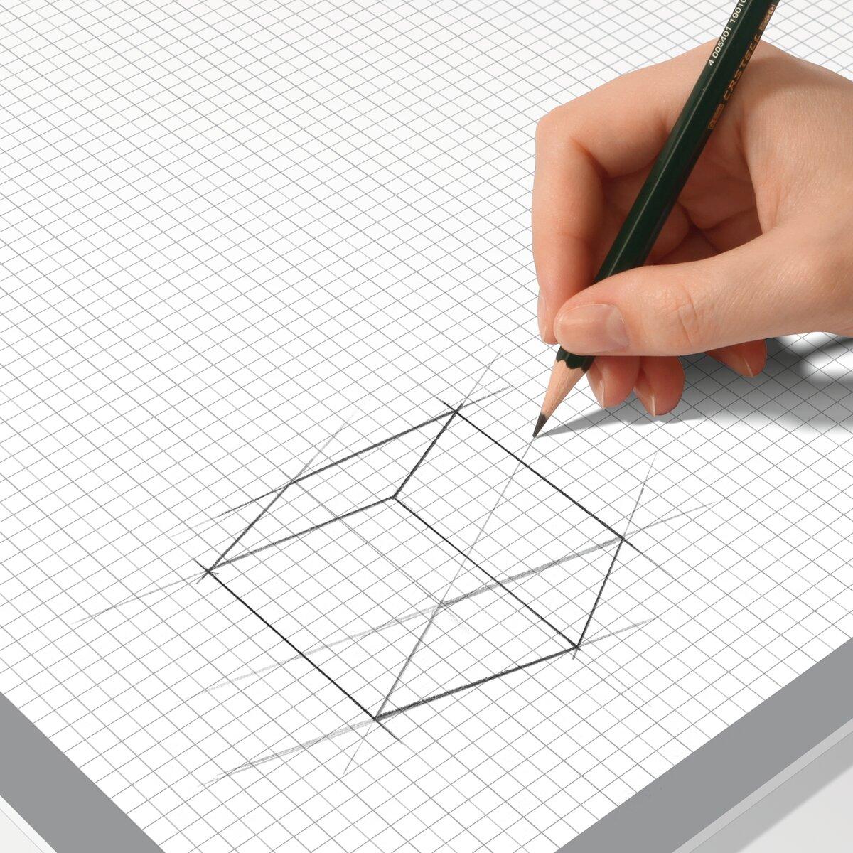Hand Drawing 3D Dice on Checkered Paper