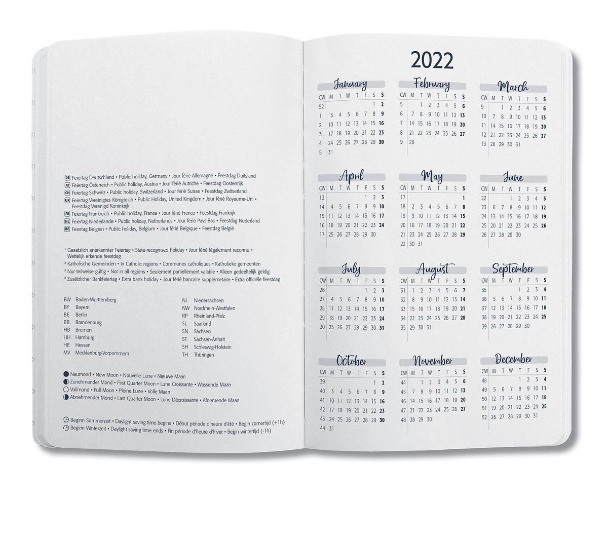 Kalender 2021 Taschenkalender 1 Stück Hardcover und Gummiband 14,5 x 9,5 x 1 cm 