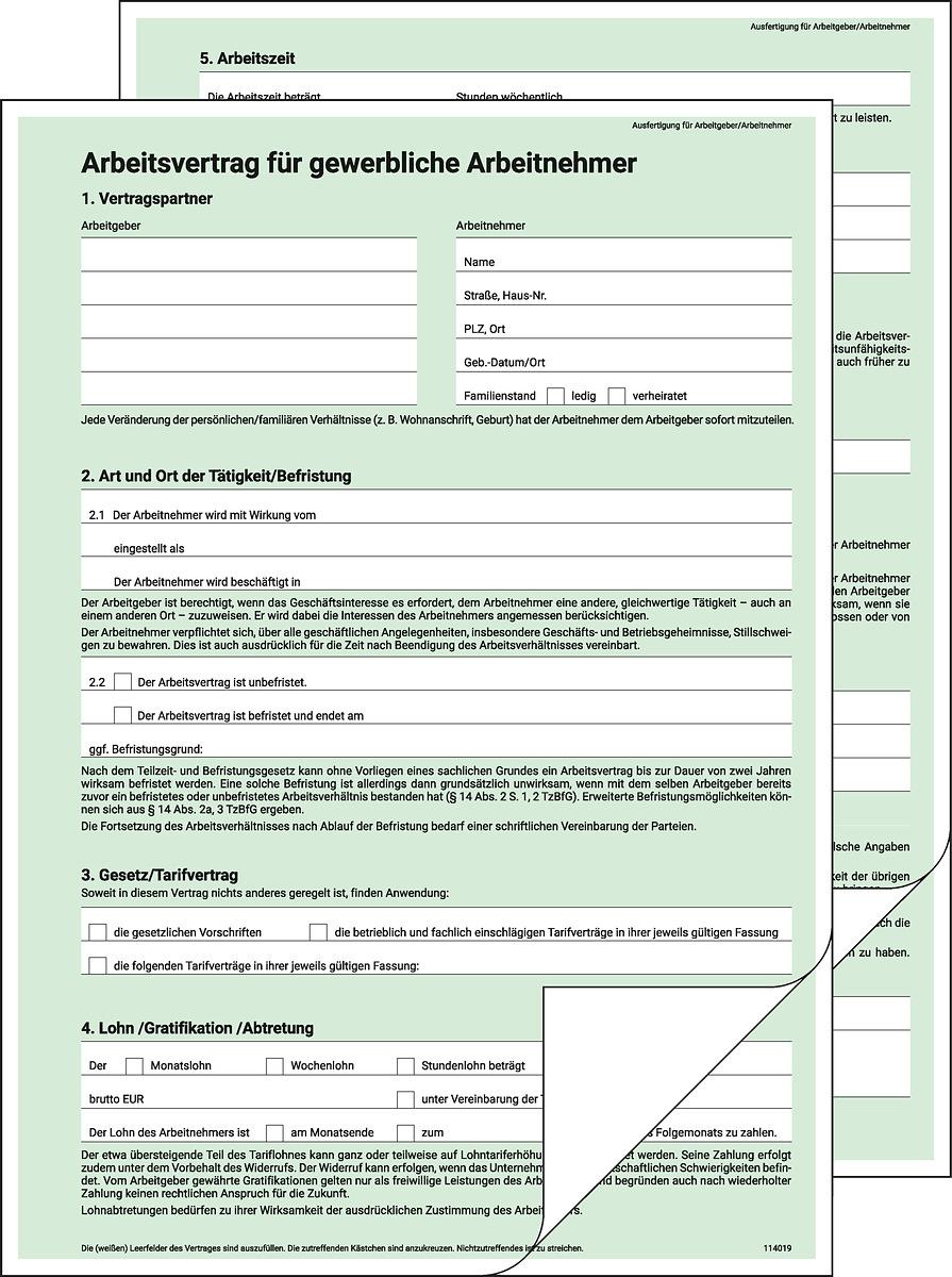 Arbeitsvertrag Gewerblich Sigel