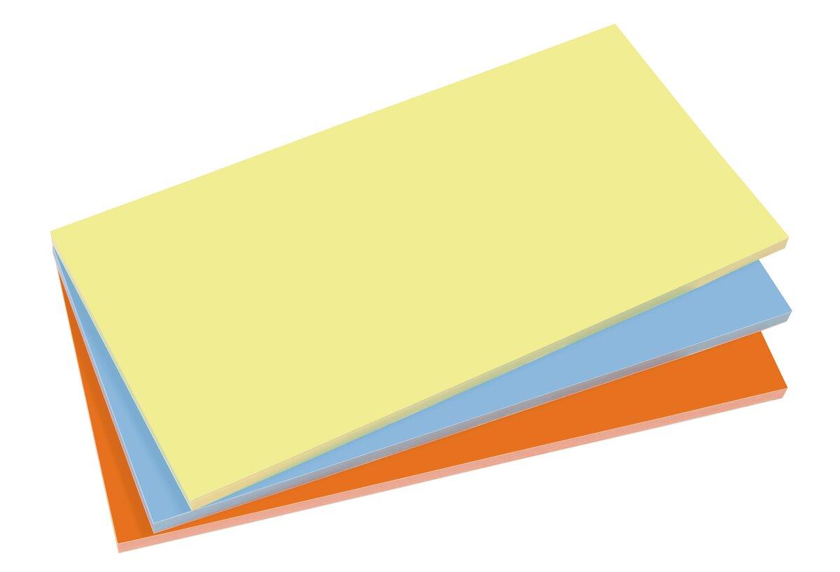 Gelber, blauer, und oranger Notizblock