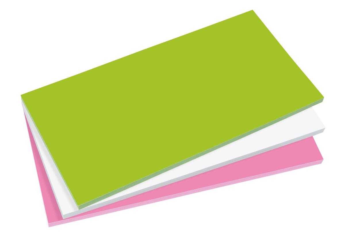 Three stacked rectangles: green, white, pink