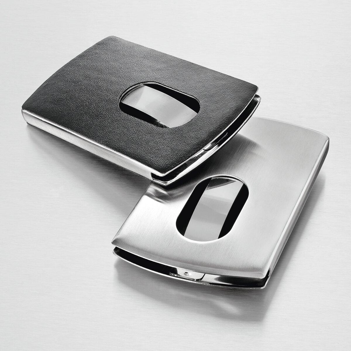 Business card case SIGEL, max. 12 business cards, black/silver, 1