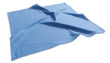 Light blue folded microfiber cloth on white background