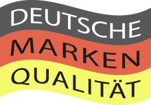 Deutsche Markenqualität in wellenförmigen Schwarz, Rot, Gelb