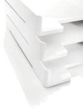 White, stacked plastic trays