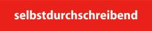 Weißer Text „selbstdurchschreibend“ auf rotem Hintergrund