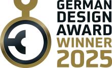 Goldenes Preissymbol, Text: „German Design Award Winner 2025“