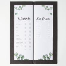 Speisekarte mit Soft- und Heißgetränken