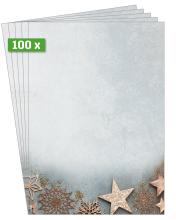 Grey cards with golden stars and snowflakes, set of 100 pieces