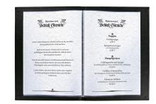 Speisekarte des Restaurants Schloss Glienicke mit Suppen und Hauptspeisen