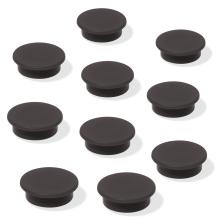 Black, round plastic caps