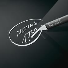 Handwritten "Meeting 17:30" circled oval with chalk marker