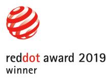 Logo with red ball, Text: reddot award 2019 winner