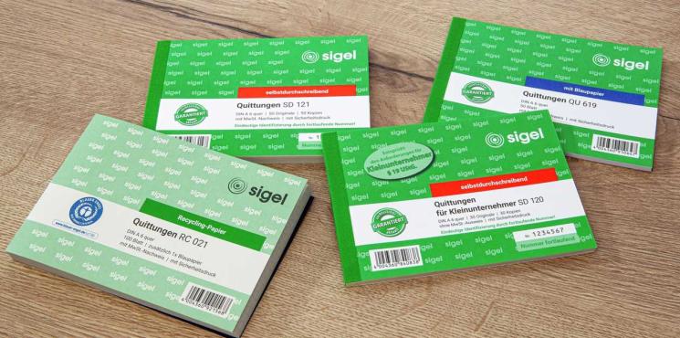 Das Sortiment an Quittungen von SIGEL