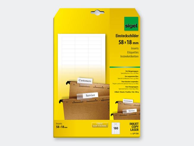Einsteckschilder Hängemappe 58x18 - LP725