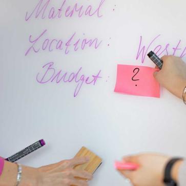 Glas-Whiteboard mit Projektplanung