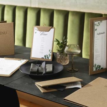 SIGEL Gastro-Sortiment bestehend aus Speisekarten-Mappen, Getränke-Karten, Klemmbretter und Rechnungs-Mappen